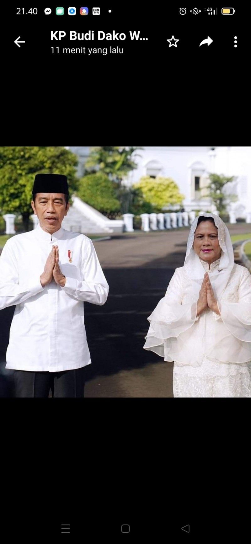 Presiden Jokowi dan Ibu Negara Beri Ucapan Idul Fitri 1442 H